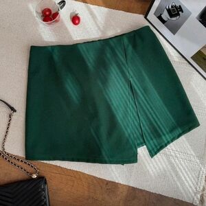 Dark Green Skort Shorts with Overlay Front